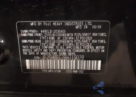 2011 Subaru Forester 2.5X Limited z USA, uszkodzony, nr VIN JF2SHBEC2BH719028